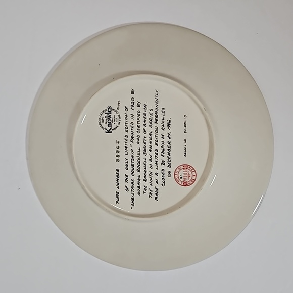 Edwin M Knowles China Co. Christmas Courtship 1982 Norman Rockwell Plate - Picture 6 of 12